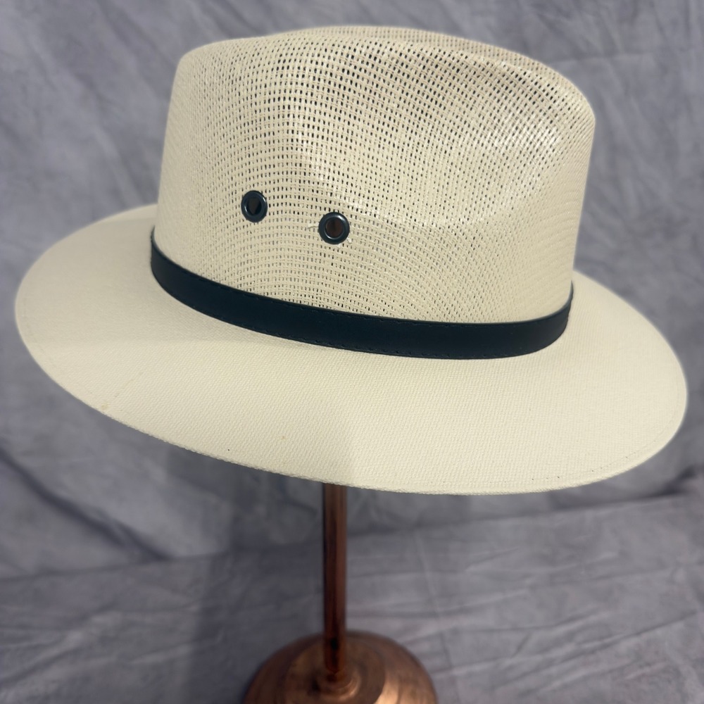 Tombstone Canvas Explorer Fedora Hat Beige Cream Size Medium Mexico